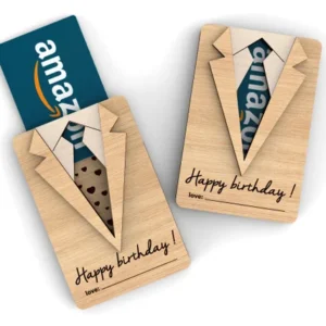 Engraved Wooden Birthday Gift Card Holder – Suit & Tie Design