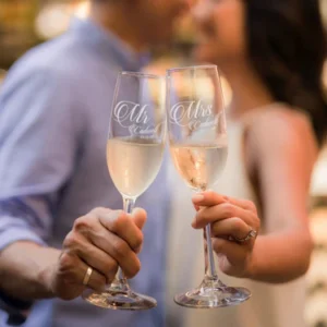 Custom Photo-Engraved Champagne Glass – Couple Portrait Keepsake