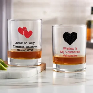 Custom Valentine Whiskey Glass – Couples & Singles Edition