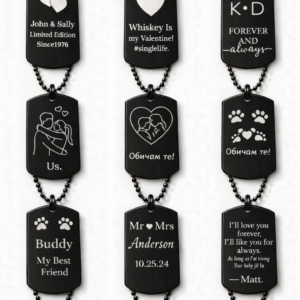 Black Stainless Steel Custom Engraved Pendant – Names, Symbols, Pets & Meaningful Messages