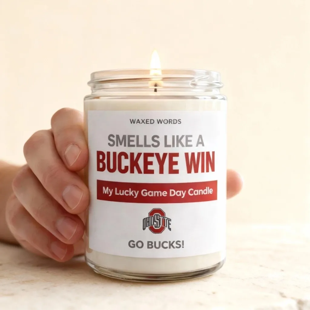 Smells Like a Buckeye Win – Ohio State Soy Candle | OSU Football Gift, Game Day Decor, Buckeye Fan Favorite - Image 3