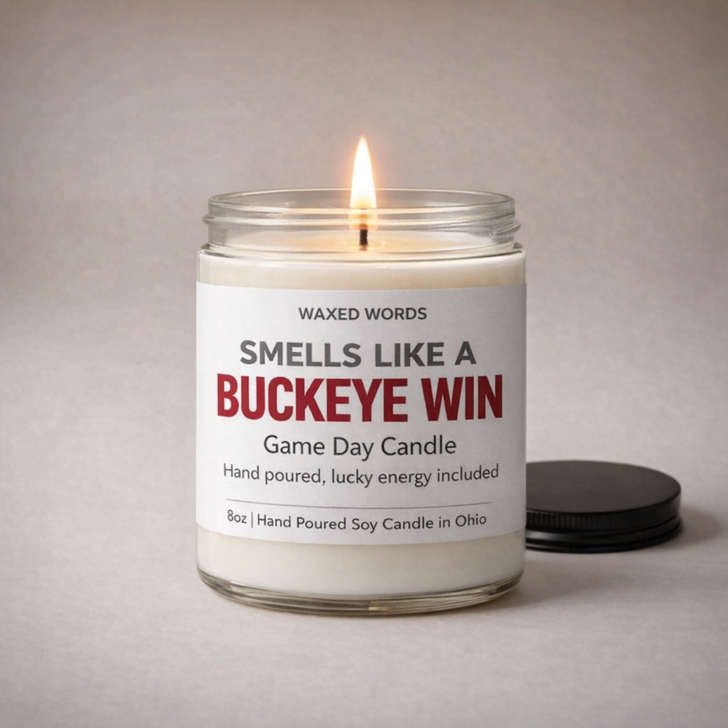 Smells Like a Buckeye Win Candle – OSU Game Day Soy Candle, Ohio State Gift, College Football Decor