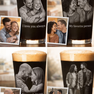 Custom Photo Engraved Pint Glass – Personalized Valentine’s Gift for Couples