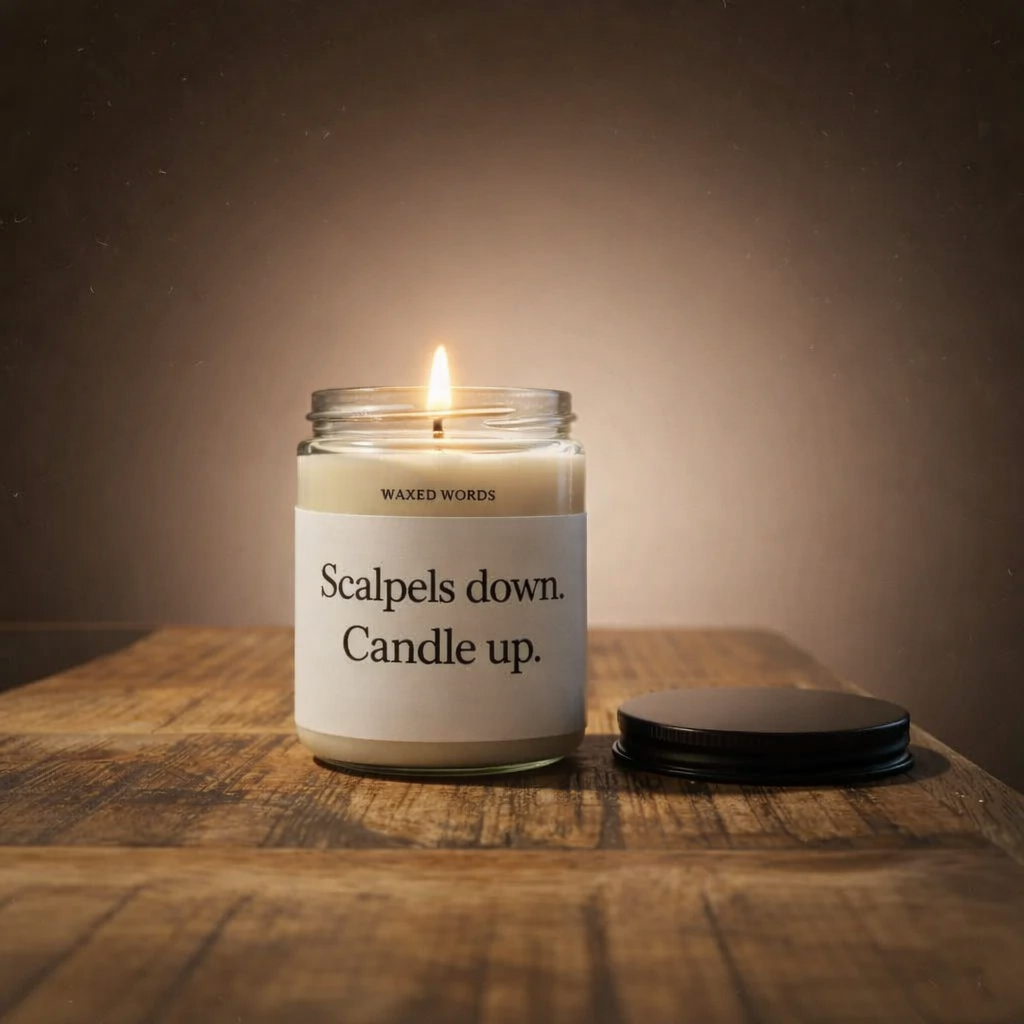 Scalpels Down, Candle Up – Funny Doctor Candle, Med School Graduation Soy Candle Gift for future doctor, new doctor - Image 4
