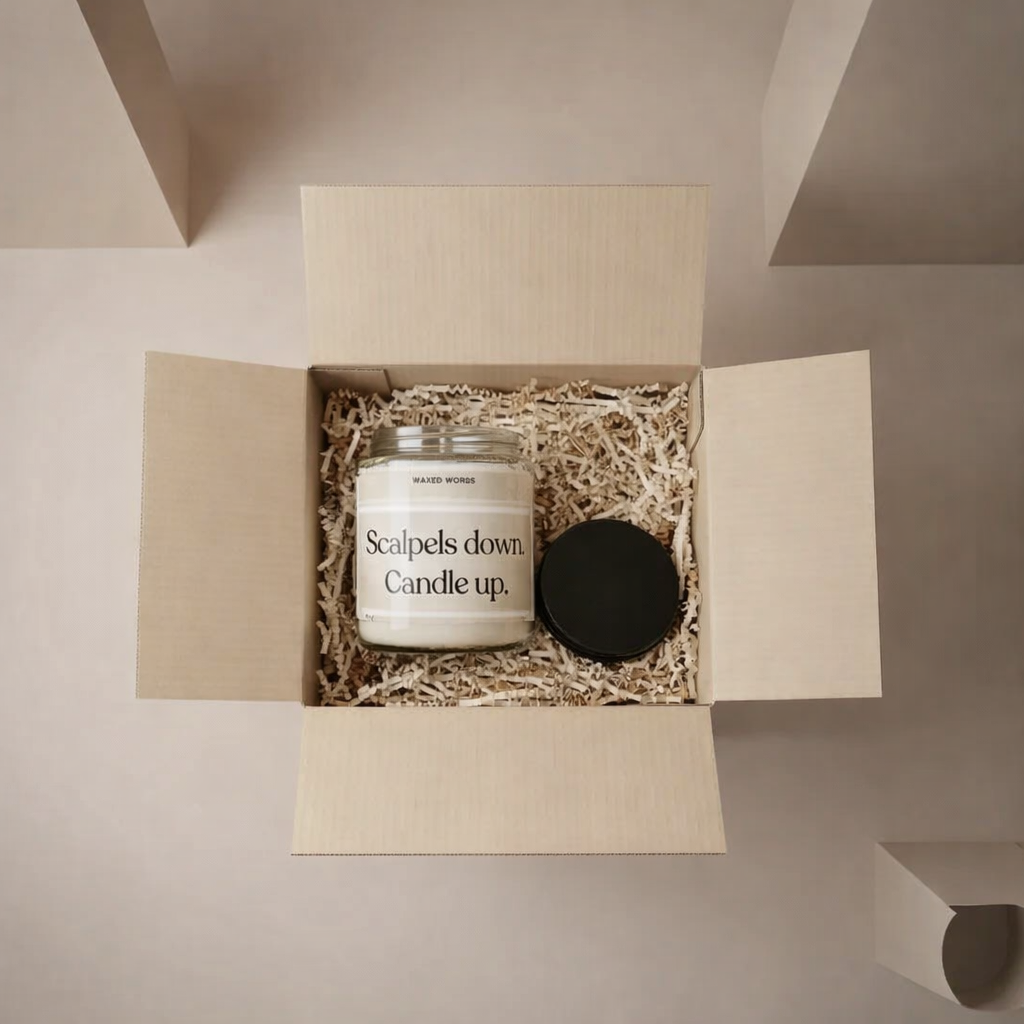 Scalpels Down, Candle Up – Funny Doctor Candle, Med School Graduation Soy Candle Gift for future doctor, new doctor - Image 2