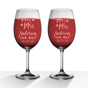 Mr & Mrs Personalized Wine Glass Set – Wedding & Valentine Gift