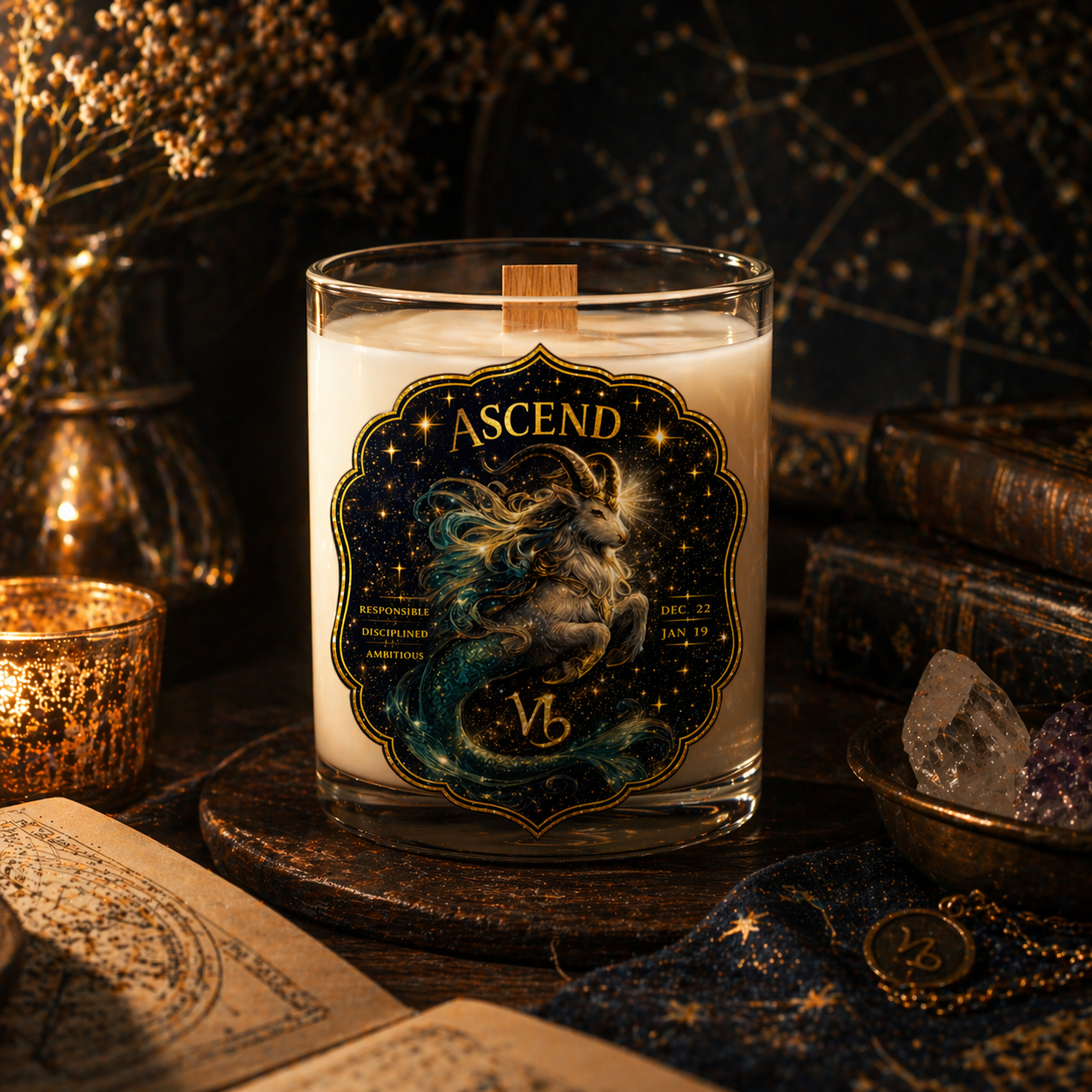 ASCEND — Capricorn Zodiac Ritual Candle with Tiger's Eye Crystal - Image 7