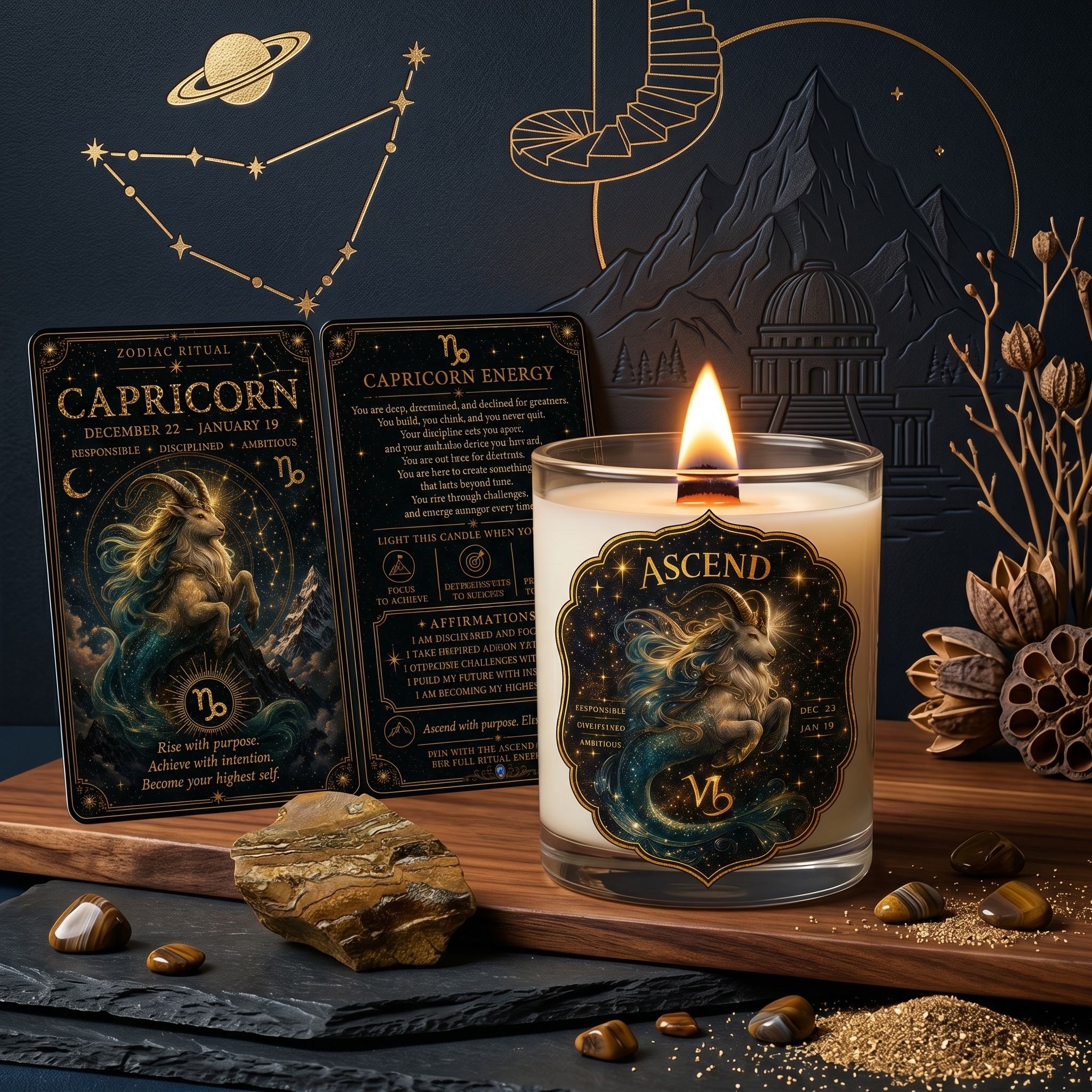 ASCEND — Capricorn Zodiac Ritual Candle with Tiger's Eye Crystal - Image 8