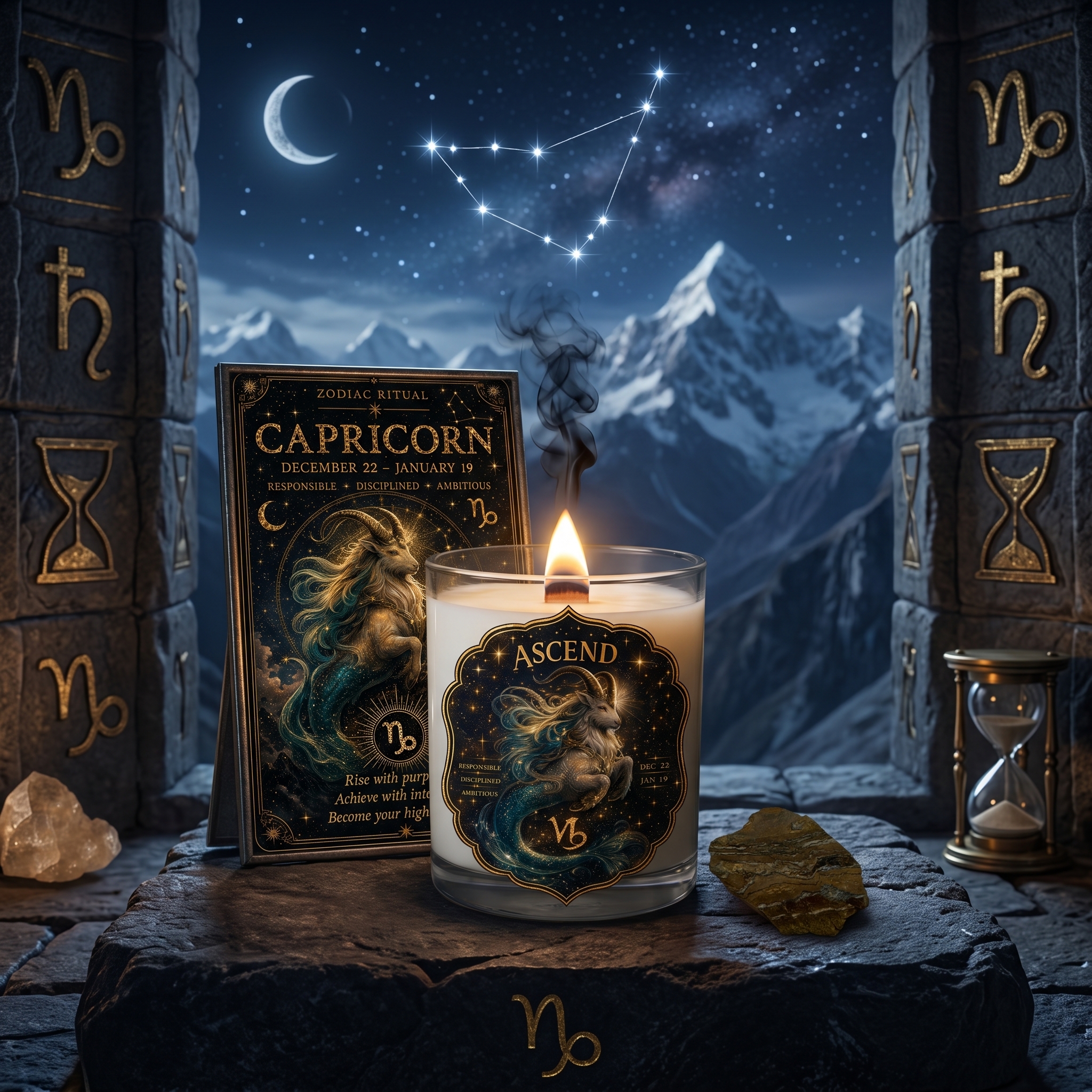 ASCEND — Capricorn Zodiac Ritual Candle with Tiger's Eye Crystal - Image 5