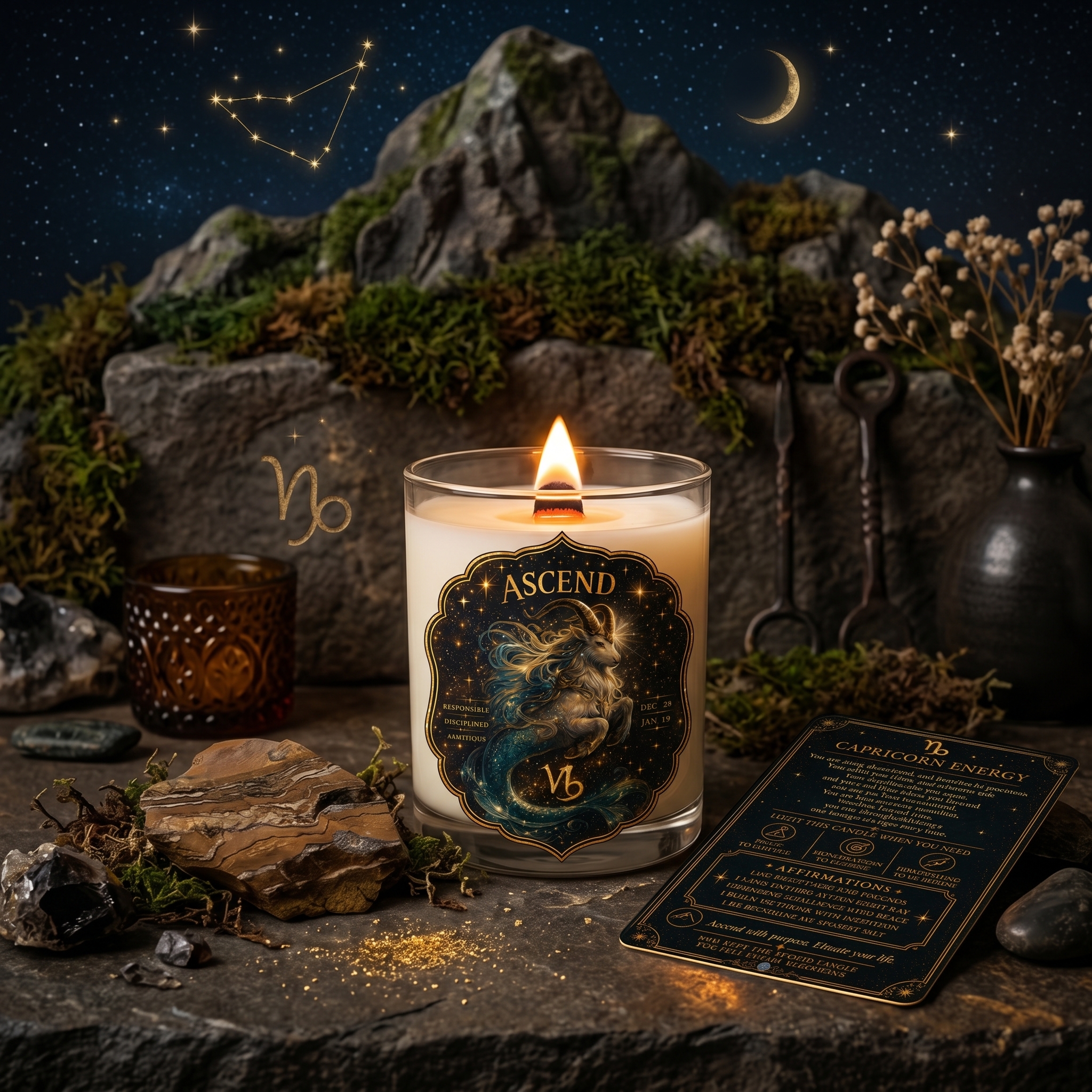 ASCEND — Capricorn Zodiac Ritual Candle with Tiger's Eye Crystal - Image 9