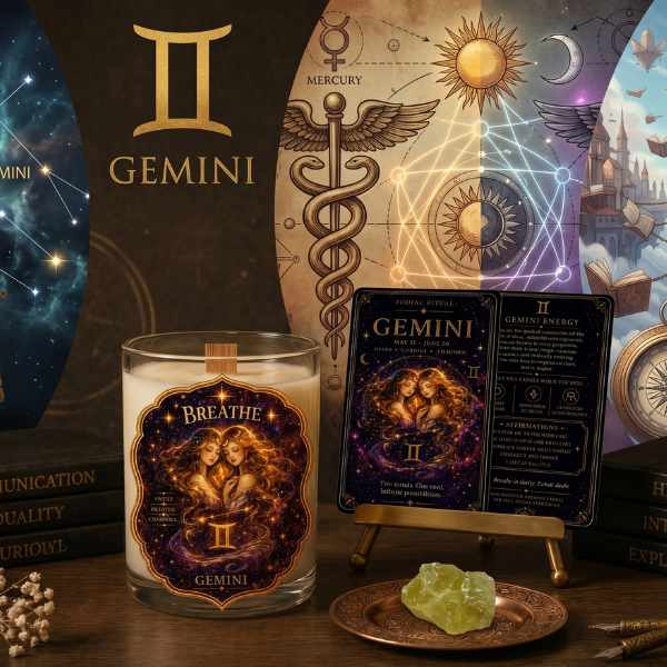 BREATHE — Gemini Zodiac Soy Candle with Sodalite Crystal - Image 3