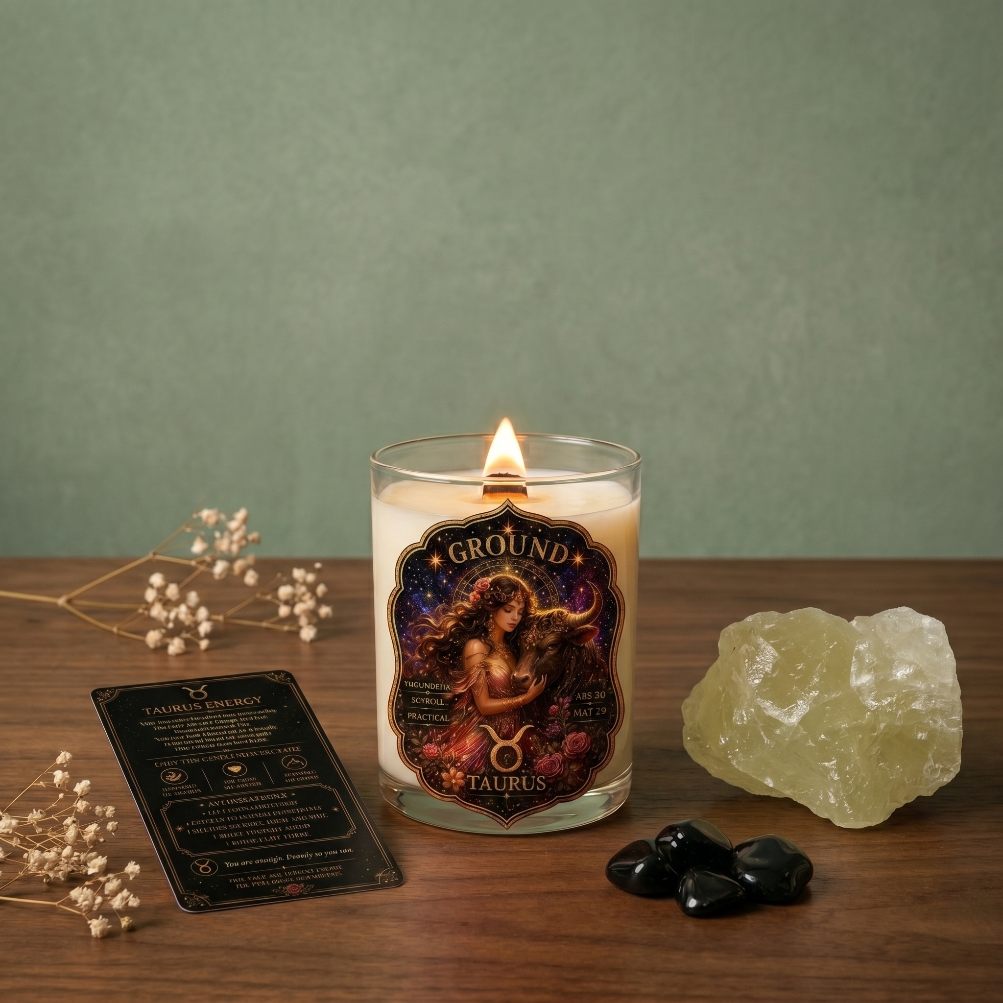 BREATHE — Gemini Zodiac Soy Candle with Sodalite Crystal - Image 6