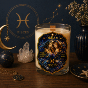 DREAM — Pisces Zodiac Ritual Candle with Labradorite Crystal