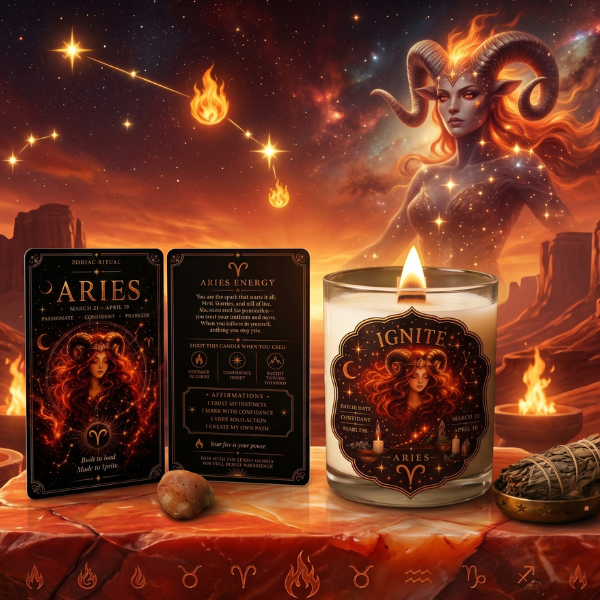 IGNITE — Aries Zodiac Ritual Candle with Carnelian Crystal - Image 7