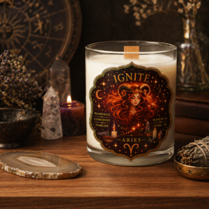 IGNITE — Aries Zodiac Ritual Candle with Carnelian Crystal
