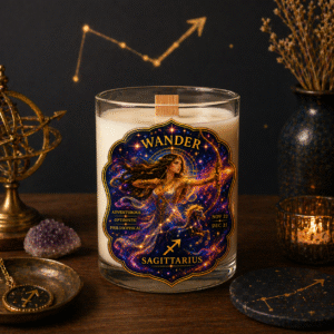 WANDER — Sagittarius Zodiac Ritual Candle with Sodalite Crystal