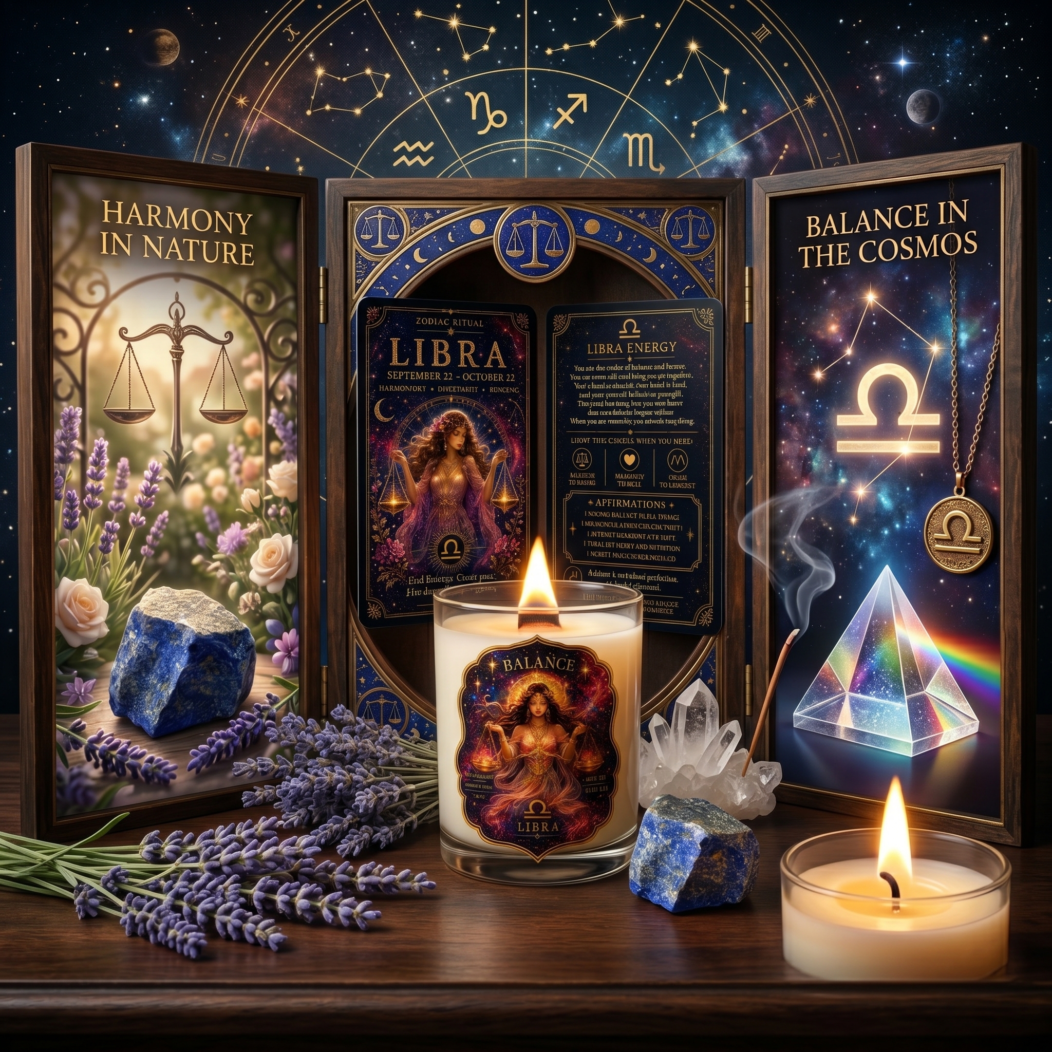 BALANCE — Libra Zodiac Ritual Candle with Lapis Lazuli Crystal - Image 5