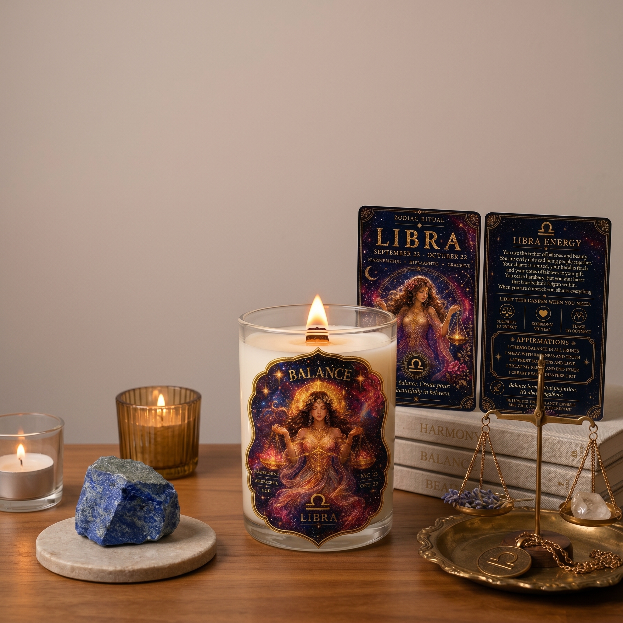 BALANCE — Libra Zodiac Ritual Candle with Lapis Lazuli Crystal - Image 4