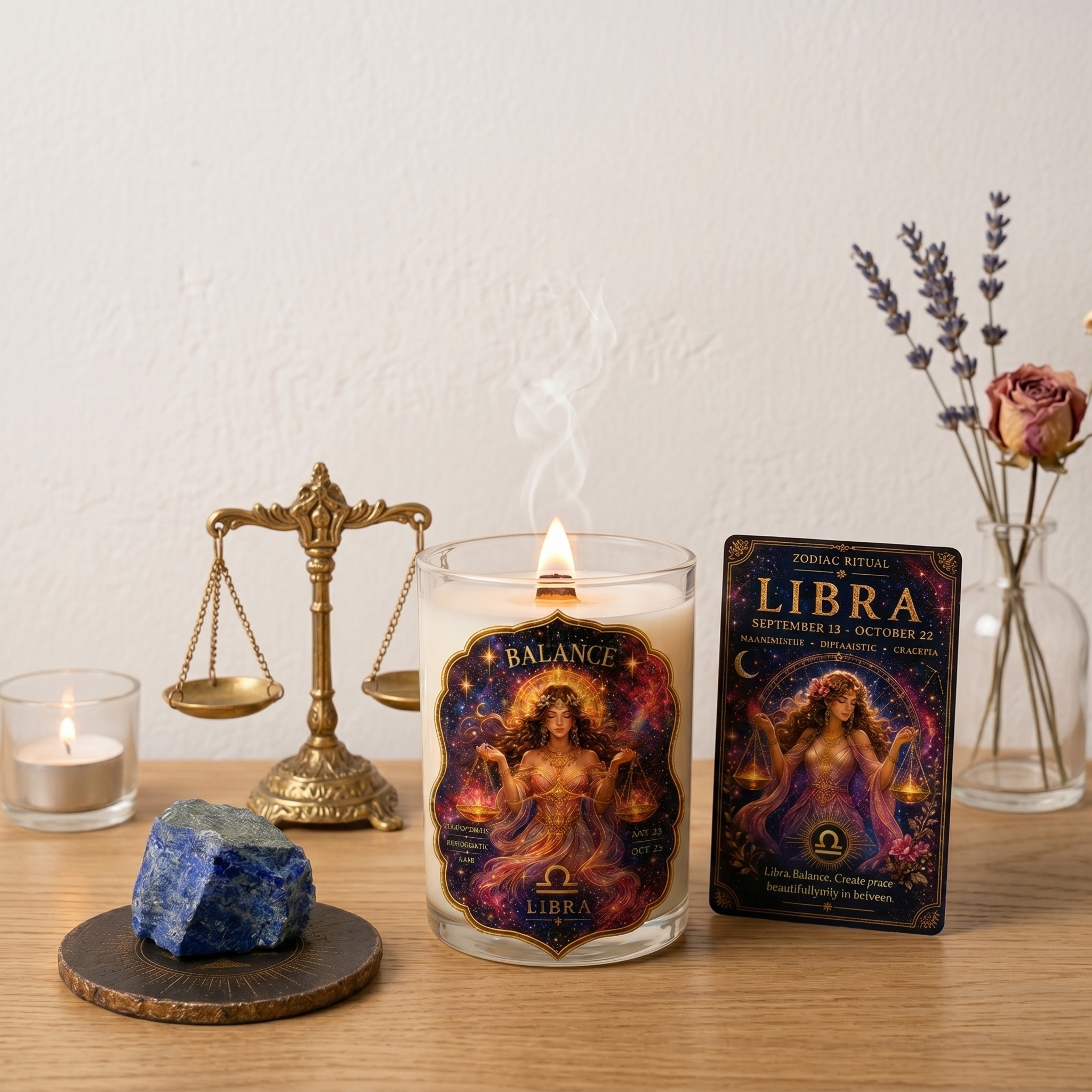 BALANCE — Libra Zodiac Ritual Candle with Lapis Lazuli Crystal - Image 7