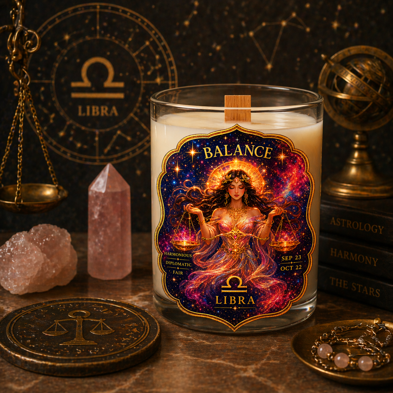 BALANCE — Libra Zodiac Ritual Candle with Lapis Lazuli Crystal - Image 2