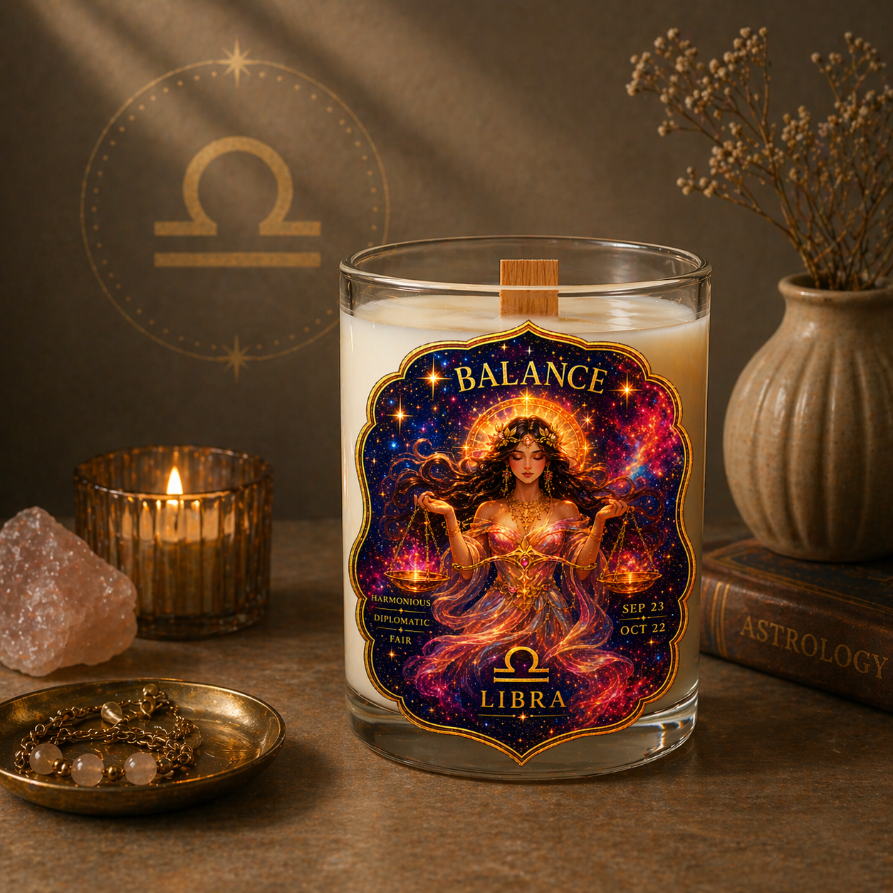BALANCE — Libra Zodiac Ritual Candle with Lapis Lazuli Crystal - Image 6
