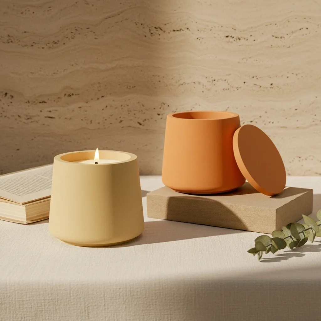 Calm in Chaos Ceramic Candle with Lid – Wood Wick Luxury Candle, Minimalist Spa Gift - Image 2