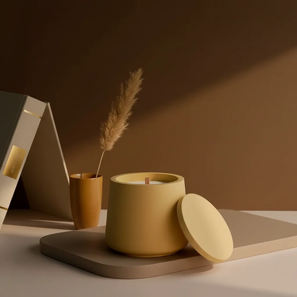 Calm in Chaos Ceramic Candle with Lid – Wood Wick Luxury Candle, Minimalist Spa Gift - Image 7