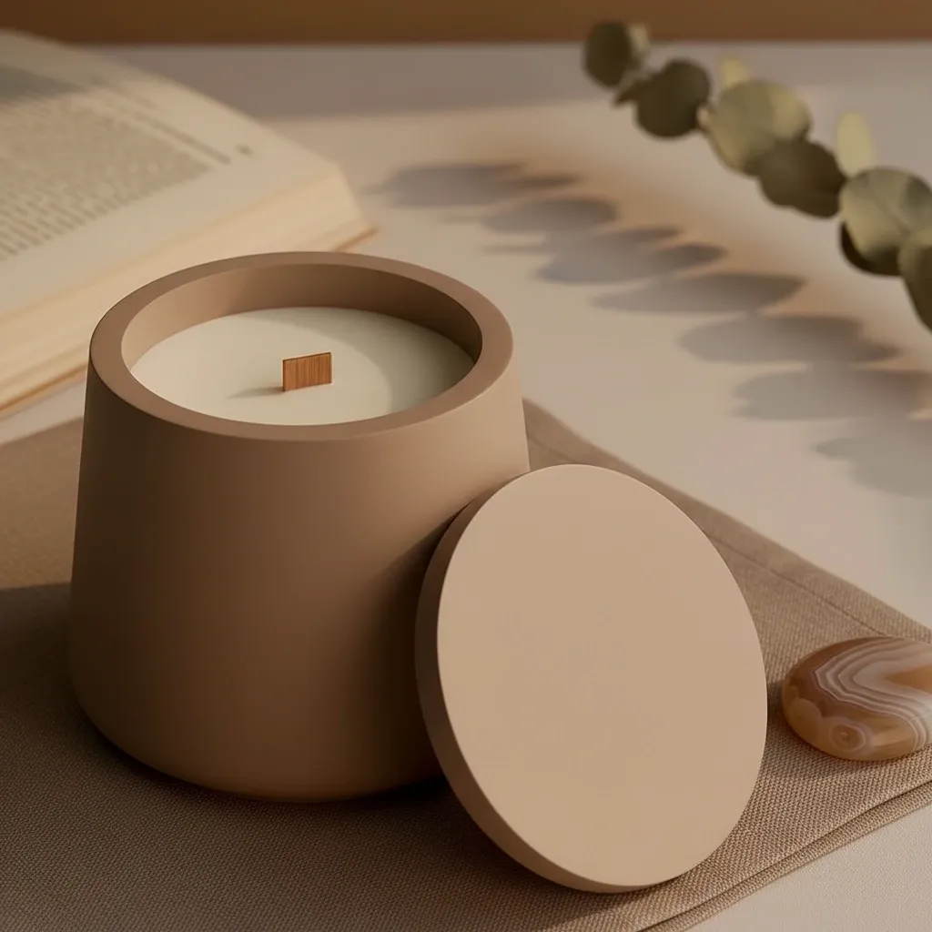 Calm in Chaos Ceramic Candle with Lid – Wood Wick Luxury Candle, Minimalist Spa Gift - Image 9