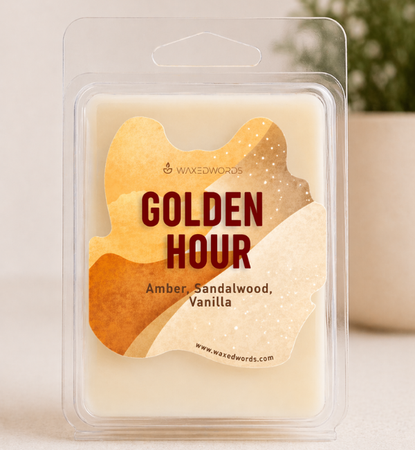 Golden Hour Wax Melts — Amber, Sandalwood & Vanilla | Luxury Hand-Poured Scented Wax
