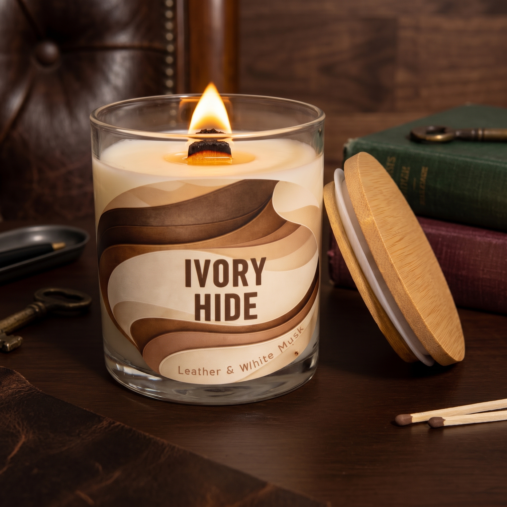 Ivory Hide — The Clean Leather & White Musk Candle for Modern Masculine Elegance