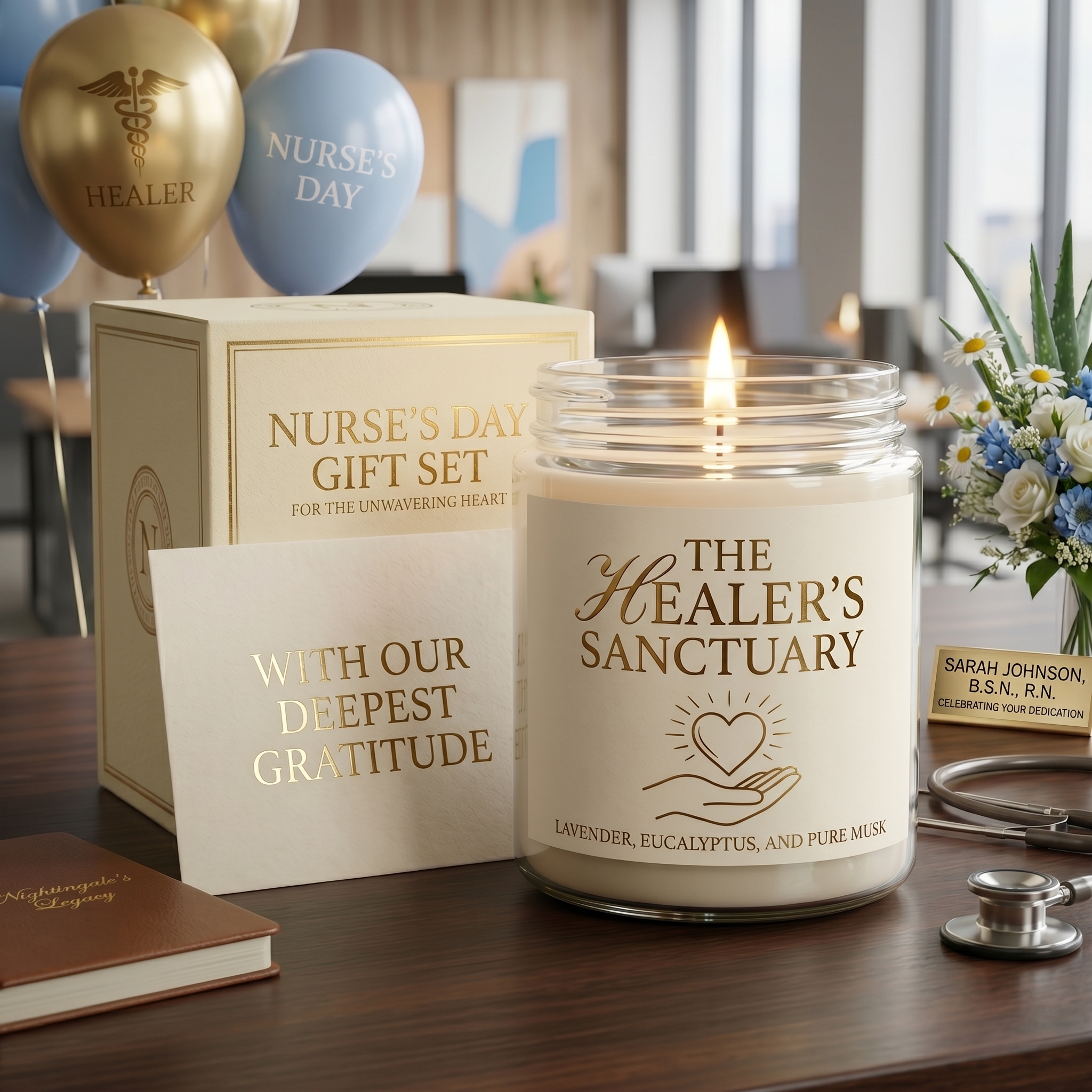 The Nurse’s Day Sanctuary Candle (8oz Soy) | A Calming Thank You Gift That Helps Them Unwind — Choose Any Scent