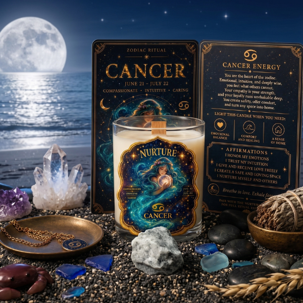 NURTURE — Cancer Zodiac Ritual Candle with Moonstone Crystal - Image 6
