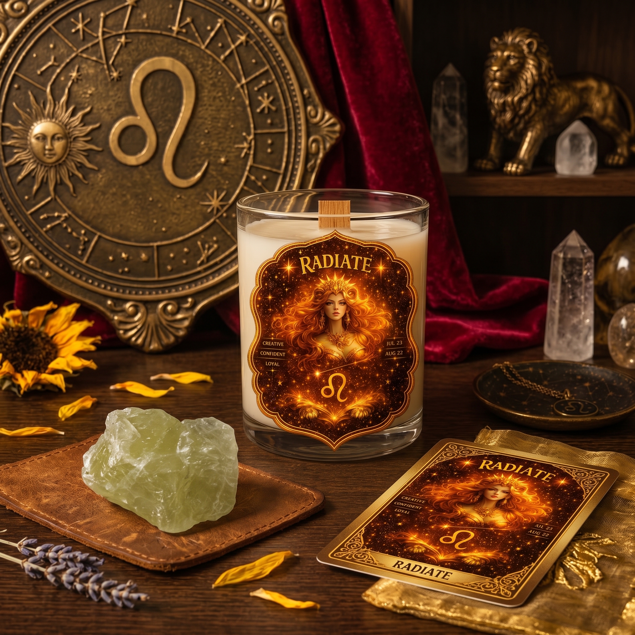 RADIATE — Leo Zodiac Ritual Candle with Citrine Crystal - Image 4