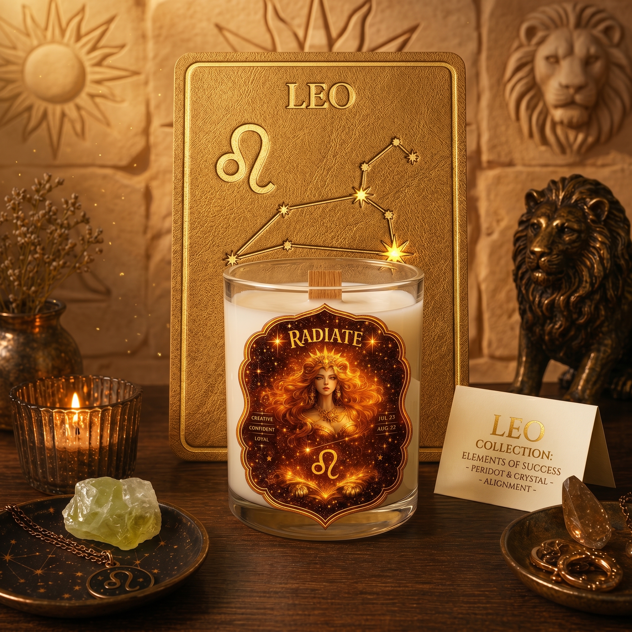 RADIATE — Leo Zodiac Ritual Candle with Citrine Crystal - Image 6