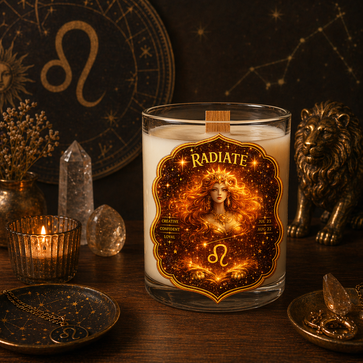 RADIATE — Leo Zodiac Ritual Candle with Citrine Crystal - Image 3