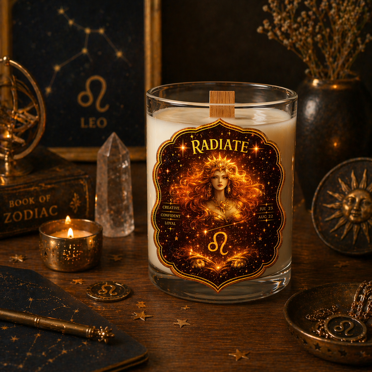 RADIATE — Leo Zodiac Ritual Candle with Citrine Crystal - Image 8