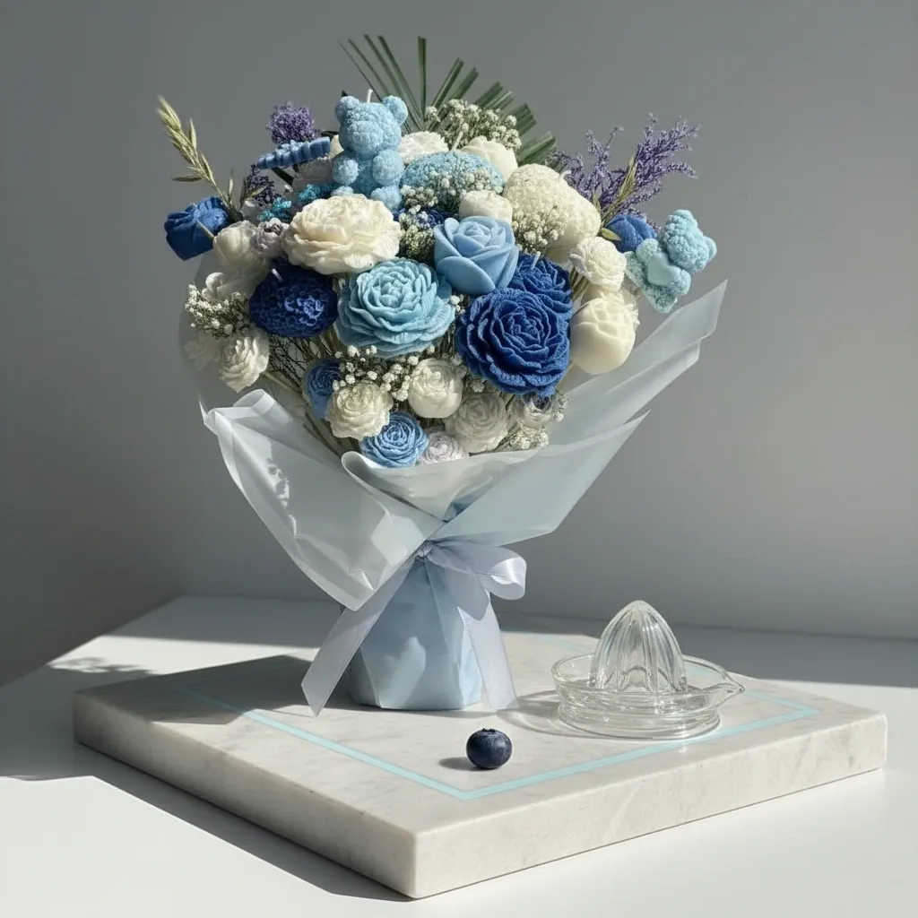 Summer Candle Flower Bouquet – Handmade Wax Flower Arrangement, Luxury Gift, Decorative Floral Candle - Image 4