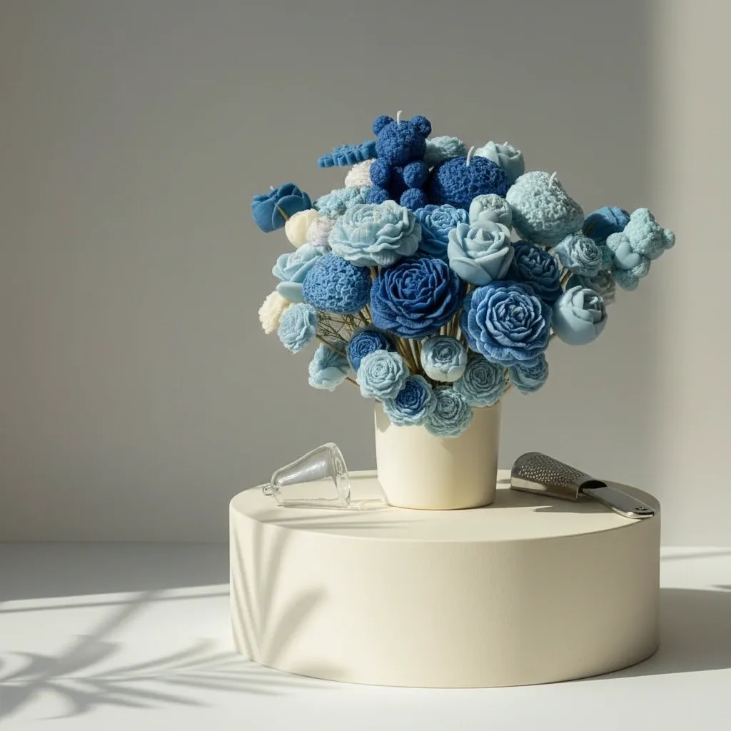 Summer Candle Flower Bouquet – Handmade Wax Flower Arrangement, Luxury Gift, Decorative Floral Candle - Image 3